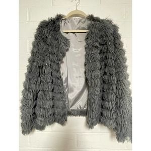 Gray Fringe Long Sleeve Jacket